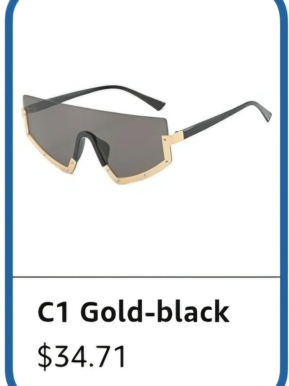 Gold-Trim Black Shield Sunglasses - Women Accessories